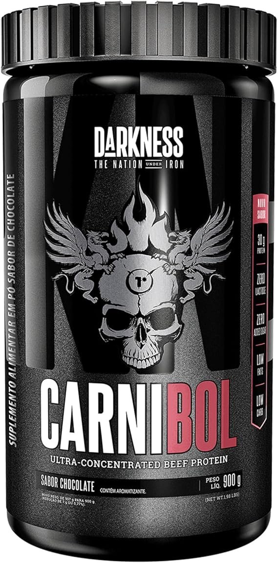 DARKNESS Carnibol Proteína Ultra Concentrada de Carne em Pó Sabor Chocolate - - Pote 900g DARKNESS Carnibol Proteína Ultra Concentrada de Carne em Pó Sabor Chocolate - Complemento Proteico de Alto Rendimento - Ganho de Massa Muscular e Aumento de Força - Pote 900g - Imagem 1