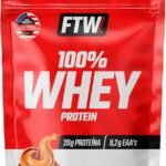FTW 100% Whey Protein com Proteína Concentrada WPC, Suplemento Alimentar Pós-Treino em Pó com Fonte de Proteína do Soro do Leite, Alto Valor Biológico, Sem Glúten – Refil 900g (Sabor Doce de Leite)