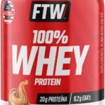 FTW 100% Whey Protein com Proteína Concentrada WPC, Suplemento Alimentar Pós-Treino em Pó com Fonte de Proteína do Soro do Leite, Alto Valor Biológico, Sem Glúten – Pote 900g (Sabor Doce de Leite)