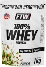 FTW 100% Whey Protein com Proteína Concentrada WPC, para Atletas com Alto Valor Biológico, Suplemento Pós-Treino Sem Glúten - Refil 1kg (Sabor Pistache) - Imagem 3