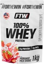 FTW 100% Whey Protein com Proteína Concentrada WPC, para Atletas com Alto Valor Biológico, Suplemento Pós-Treino Sem Glúten - Refil 1kg (Sabor Morango Milk Shake) - Imagem 3