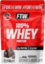 FTW 100% Whey Protein com Proteína Concentrada WPC, Suplemento Alimentar Pós-Treino em Pó com Fonte de Proteína do Soro do Leite, Alto Valor Biológico, Sem Glúten – Refil 900g (Sabor Chocolate)
