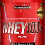 Integralmedica - Whey Protein Concentrado Morango 100% Pure - 21g de Proteína por Scoop, Suplementação Alimentar Pós-Treino, Fórmula Enriquecida com BCAAs - Pote 900g